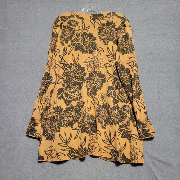 Soft Surroundings Cardigan Yellow/Orange Sz Small Open Front Floral Long Sleeve - Picture 2 of 7